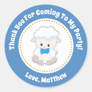 Lamb Birthday Party Favour Stickers Blue Boy