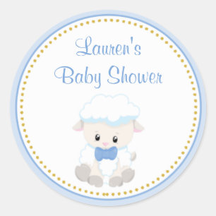 Lamb Boy Baby Shower Favour Stickers