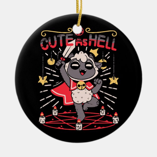Lamb Cute as Hell Ceramic Tree Decoration (Front)