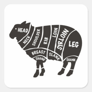 Lamb Cuts  Square Sticker