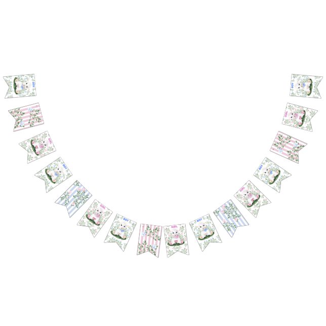 Lamb Floral Gender Reveal Baby Shower Bunting (All)