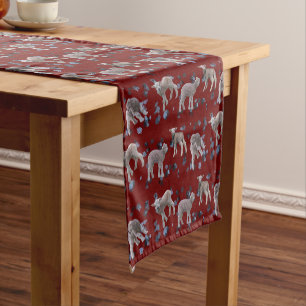Lamb Frenzy Table Runner (Burgundy)
