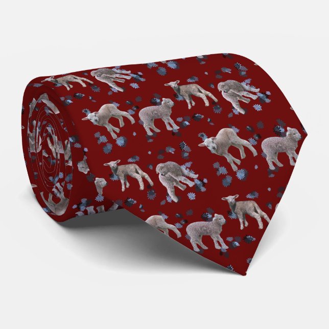 Lamb Frenzy Tie (Burgundy) (Rolled)