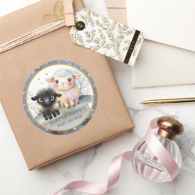 Lamb Gender Neutral Baby Shower Classic Round Sticker (Gifting)
