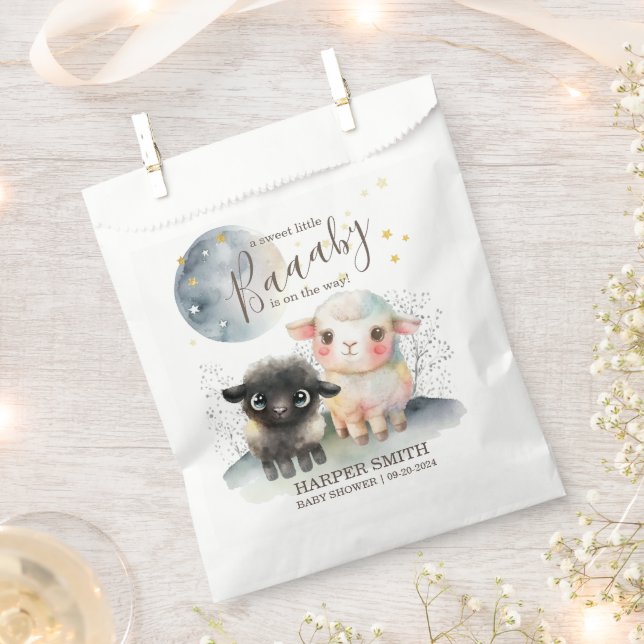 Lamb Gender Neutral Baby Shower Favour Bags (Clipped)