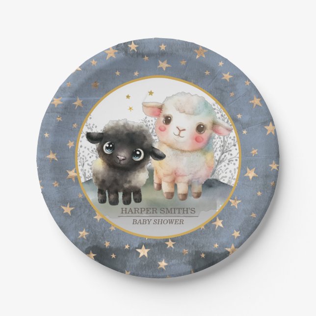 Lamb Gender Neutral Baby Shower Paper Plate (Front)