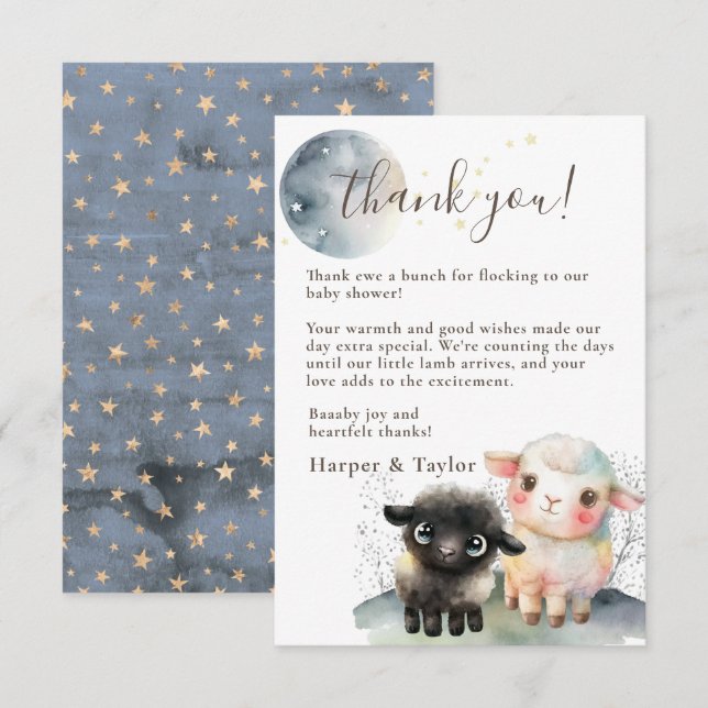 Lamb Gender Neutral Baby Shower Thank You Card (Front/Back)