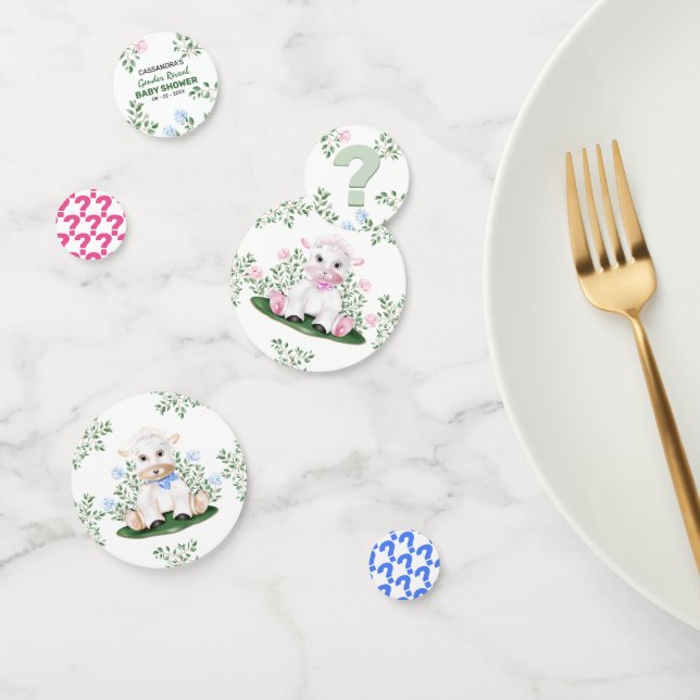 Lamb Gender Reveal Baby Shower Confetti (Group)