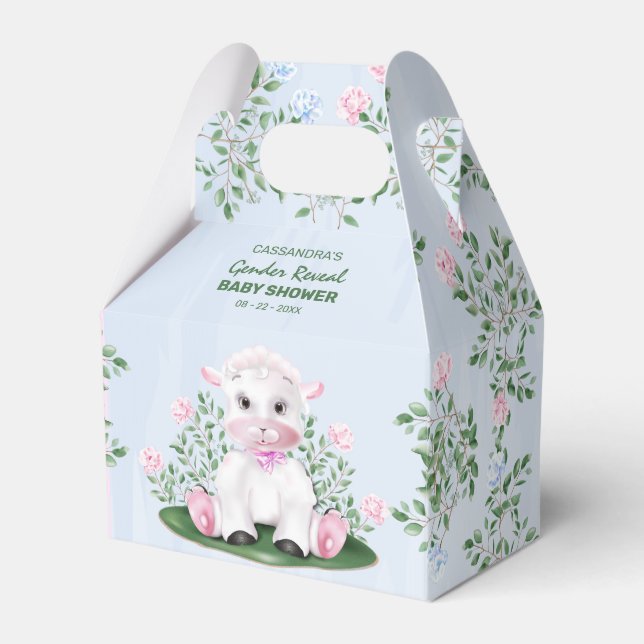 Lamb Gender Reveal Baby Shower Favour Box (Front Side)