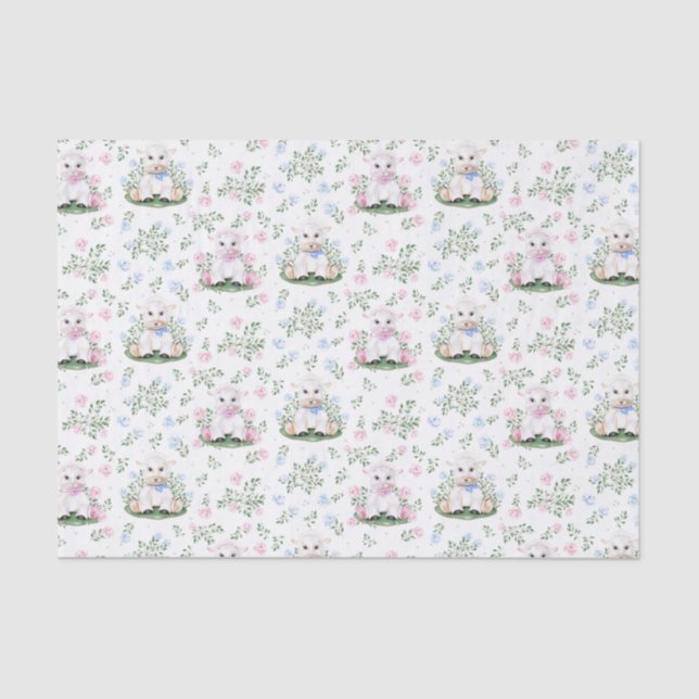 Lamb Gender Reveal Baby Shower Tissue Paper (Front)