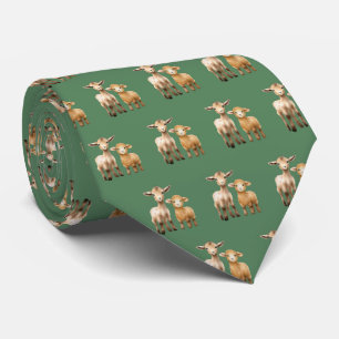 Lamb Goat Pattern Farm Animals Tie