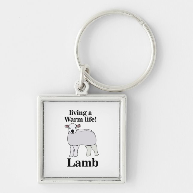 Lamb Living A Warm Life Funny Lamb Key Ring (Front)
