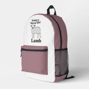 Lamb Living A Warm Life Funny Lamb Printed Backpack
