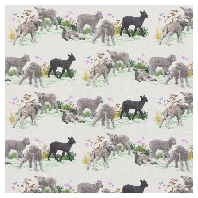 Lamb Meadow Fabric (choose colour) (Close Up)