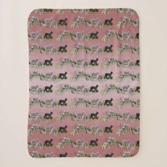 Lamb Meadow Sherpa Blanket (Dusty Pink Mix) (Front)