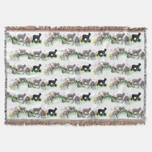 Lamb Meadow Throw Blanket (choose colour)