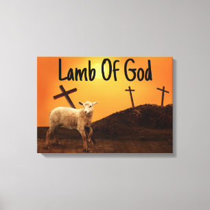 Lamb Of God Biblical Cross Canvas Wall Art