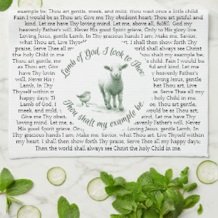 Lamb of God I Look to Thee Hymn Lyric Tea Towel