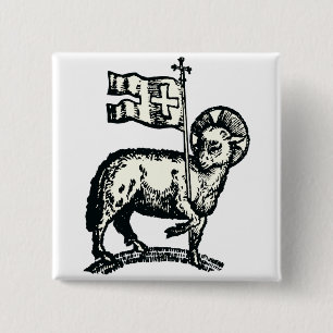 Lamb of God symbol of Christian faith 15 Cm Square Badge