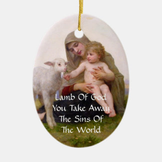 LAMB OF GOD YOU TAKE AWAY THE SINS OF THE WORLD CERAMIC TREE DECORATION