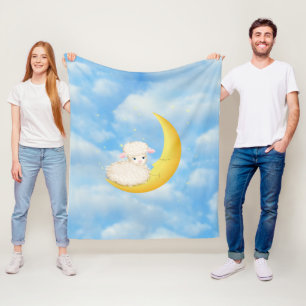 Lamb on Moon Fleece Blanket