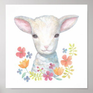 Lamb Poster Cute Baby Sheep Nursery Wall Art print