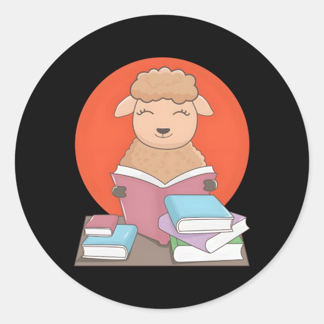 Lamb Reading Books Literature Hobby Sheep Classic Round Sticker (Front)
