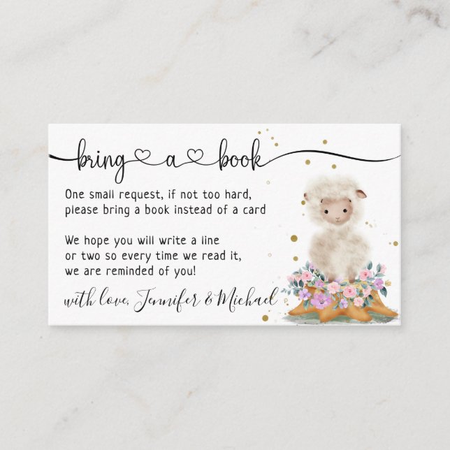 Lamb Sheep Bring a book Enclosure Card (Front)