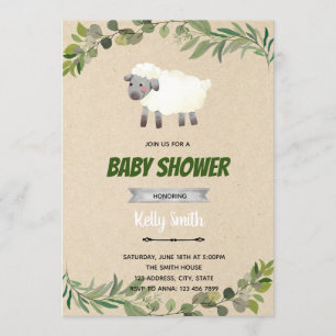 Lamb shower birthday invitation