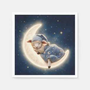 Lamb Sleeping on a Crescent Moon Napkin