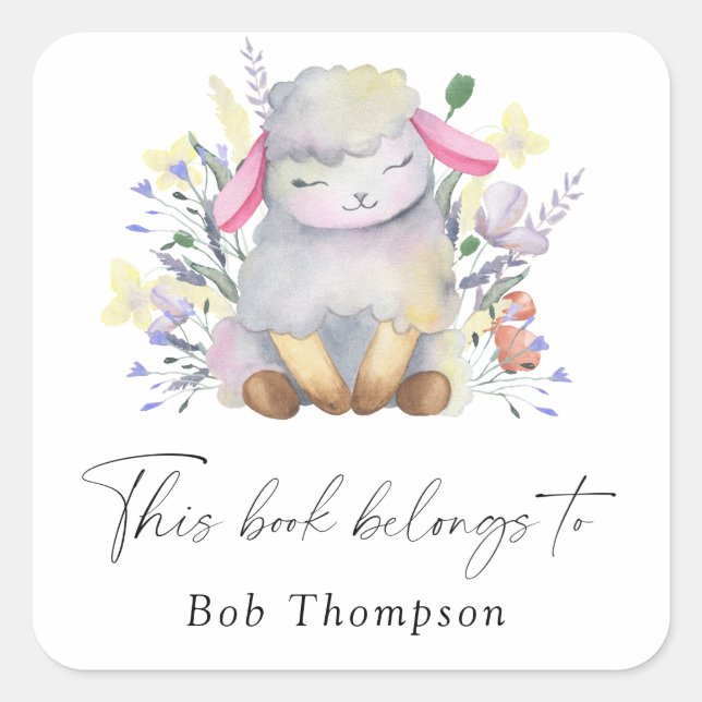 Lamb - this book belongs to square sticker (Front)