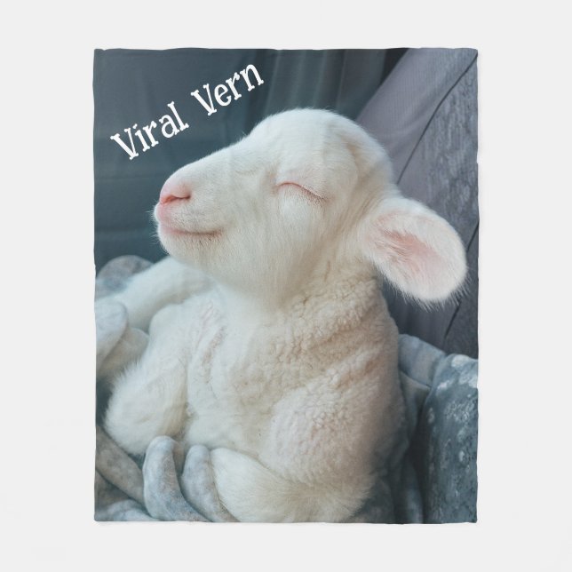 Lamb Viral Vern Sweet Personality  Fleece Blanket (Front)