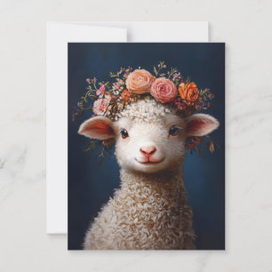 Lamb Wearing a Flower Crown Postcard