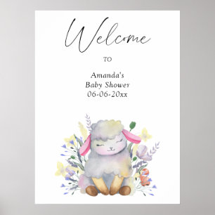 Lamb - welcome baby shower party poster