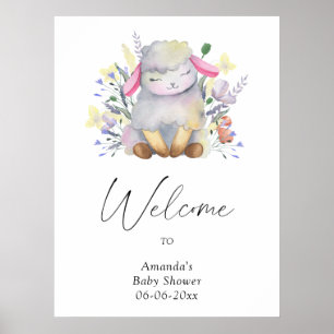 Lamb - welcome baby shower party poster