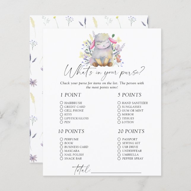 Lamb - What's in your purse game (Front/Back)