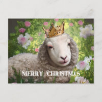 Lamb With King Crown Merry Christmas Illustration
