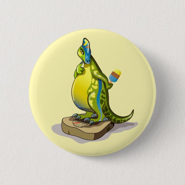 Lambeosaurus Standing On A Weight Scale. 6 Cm Round Badge (Front)