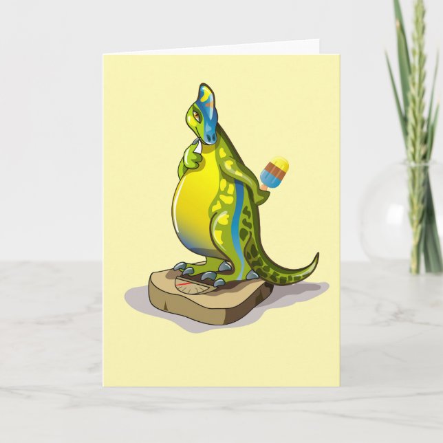 Lambeosaurus Standing On A Weight Scale. Card (Front)