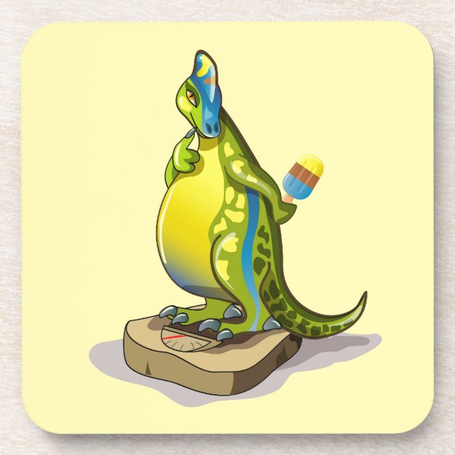 Lambeosaurus Standing On A Weight Scale. Coaster (Front)