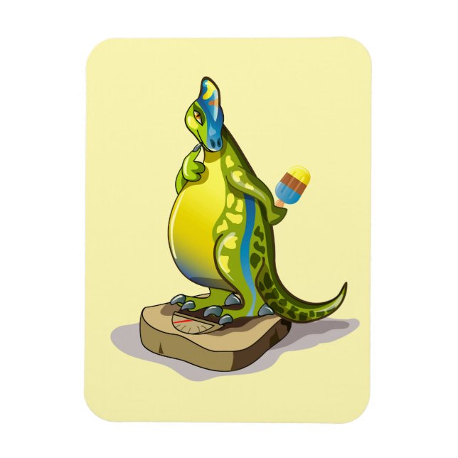 Lambeosaurus Standing On A Weight Scale. Magnet (Vertical)