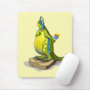 Lambeosaurus Standing On A Weight Scale. Mouse Mat