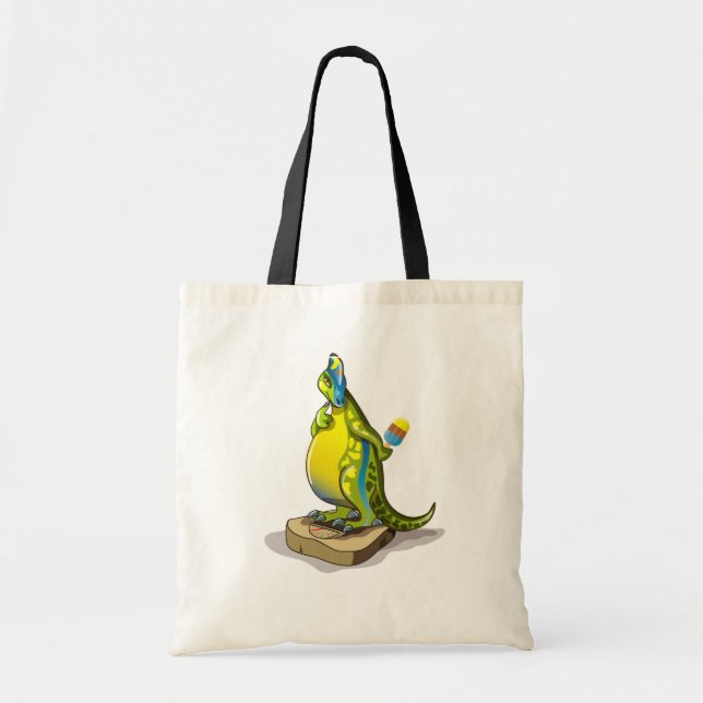 Lambeosaurus Standing On A Weight Scale. Tote Bag (Front)