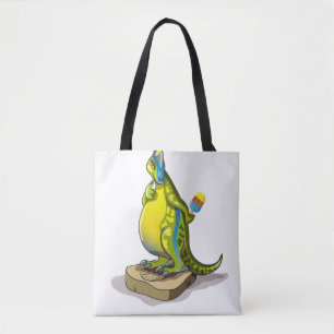 Lambeosaurus Standing On A Weight Scale. Tote Bag
