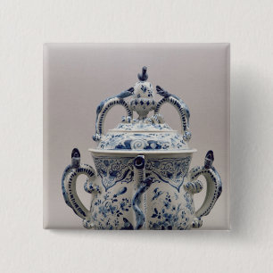Lambeth Delftware posset pot, blue and white 15 Cm Square Badge