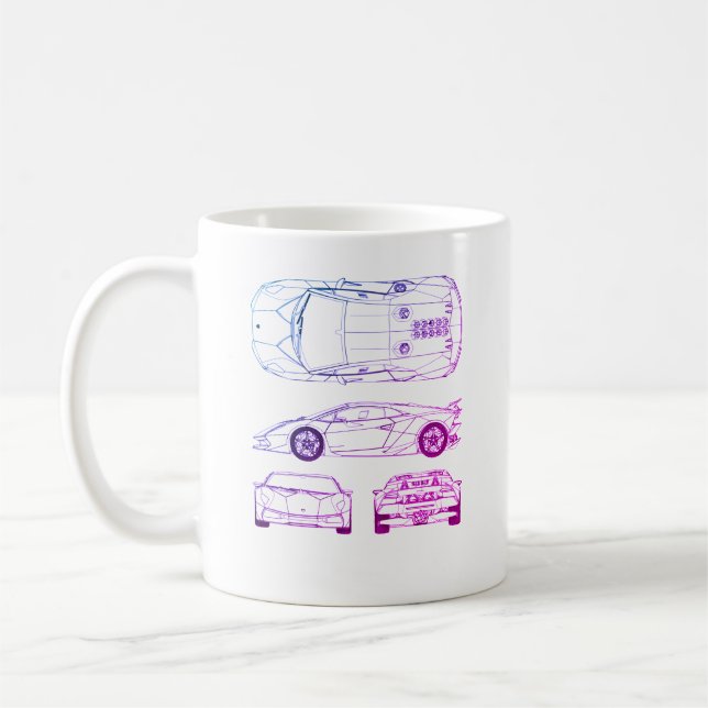 Lambo blueprint t-shirt coffee mug (Left)