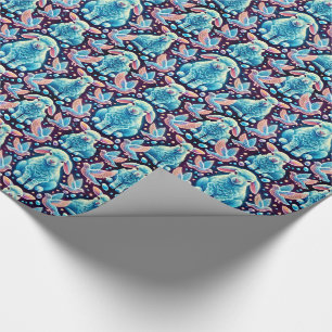 LAMBS ~ Pattern BLUE Shades ~  Wrapping Paper