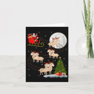 Lambs Sheep Santa Sleigh Flying Funny Magical Chri Card