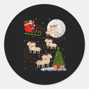 Lambs Sheep Santa Sleigh Flying Funny Magical Chri Classic Round Sticker
