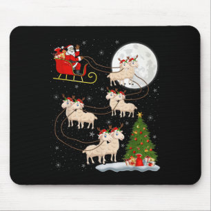 Lambs Sheep Santa Sleigh Flying Funny Magical Chri Mouse Mat